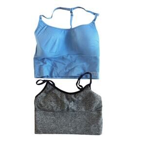 PINK Victoria Secret Sports Bra Set ofd 2 XS Blue and Black Seamless